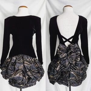 1980s Vicky Tiel black velvet gown